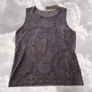 Vintage Purple Beaded Sleeveless Whimsy Grunge Boho Top
